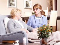 in home nurse and senior patient