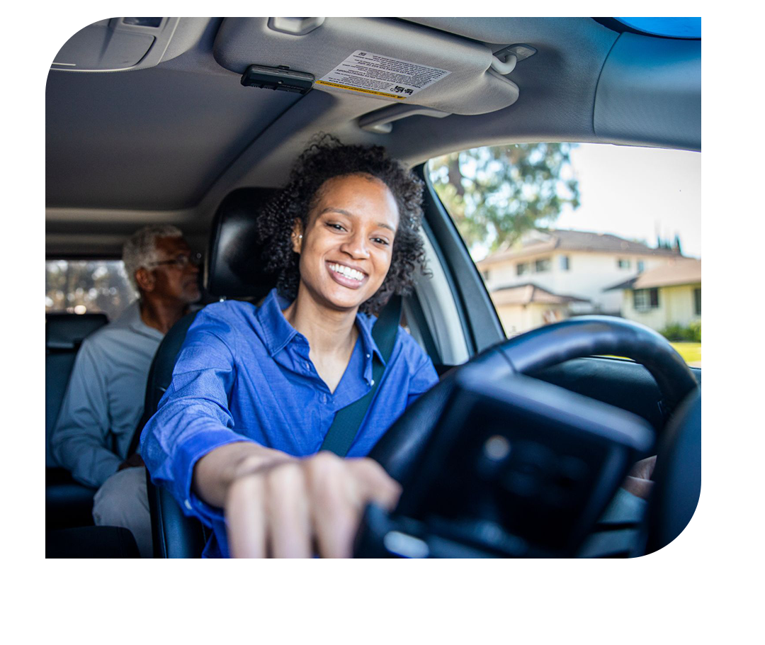 Driver smiling